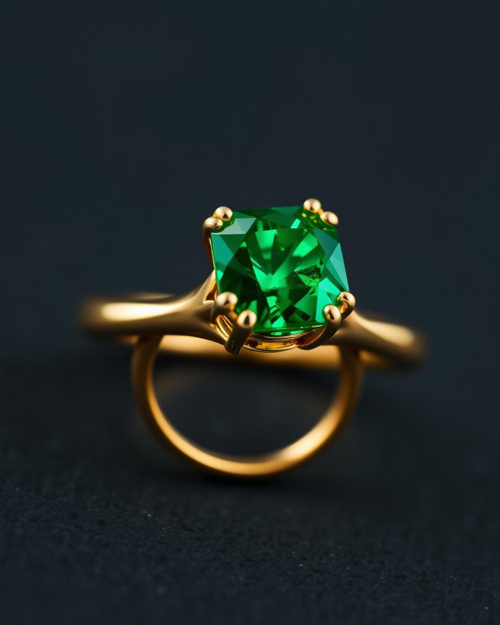 Natural Colombian emerald gold ring, portfolio example